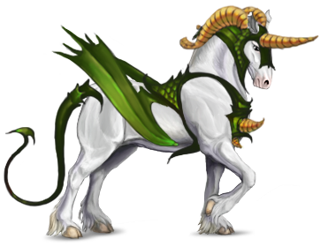 Unicorn with Green Demonic Outfit